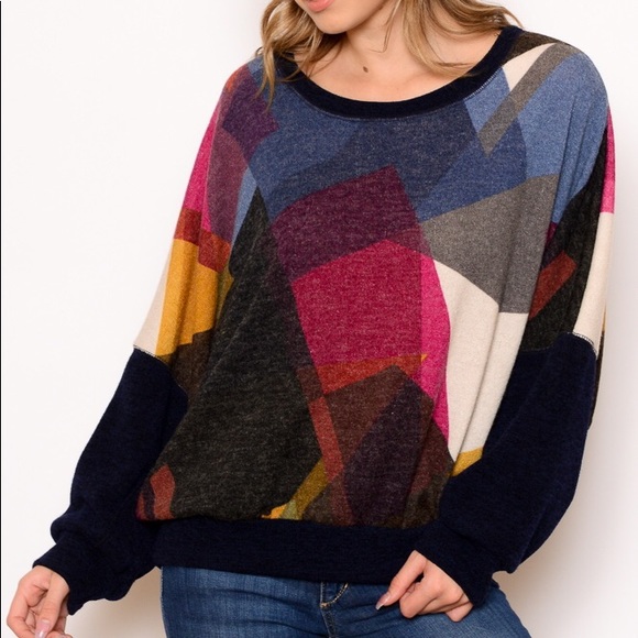 Sweaters - ⭐️ Flash Sale ⭐️Cropped Hem Abstract Print Sweater
